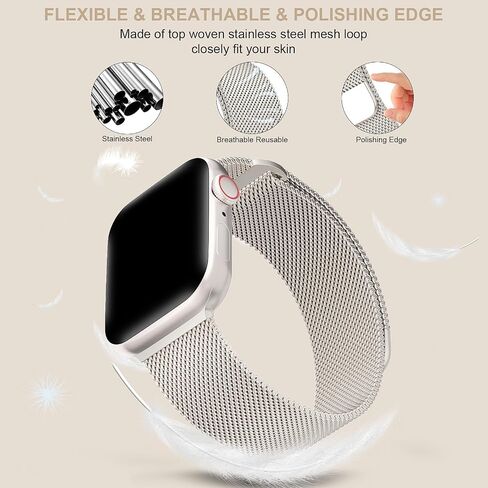 Stainless Steel Metal Band Compatible with Apple Watch Band 38mm 42mm 40mm 44mm 41mm 45mm 49mm, Mesh Magnetic Clasp Loop Strap Wristband for iWatch Ultra Series 9/8/SE/7/6/5/4/3/2/1 Men Women in Saudi Arabia