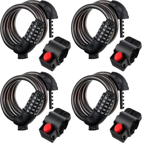 Sadnyy 4 Pieces Bike Lock, Combination Lock, Anti Theft, Resettable, Black, Purple, Yellow, White in Saudi Arabia
