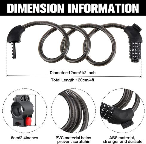 Sadnyy 4 Pieces Bike Lock, Combination Lock, Anti Theft, Resettable, Black, Purple, Yellow, White in Saudi Arabia