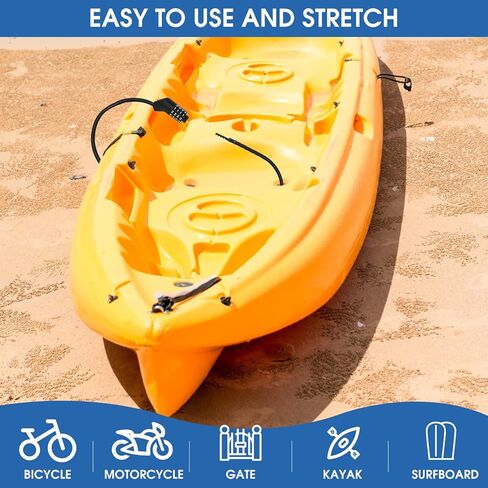 قفل كابل، قفل كابل دراجة مكون من 4 أرقام قابل لإعادة الضبط، 6 أقدام مضاد للسرقة ومقاوم للطقس أقفال كابل مستقيمة لقوارب الكاياك والزورق والقوارب البخارية والسكوتر والدراجات والمعدات الخارجية والتخييم in Kuwait