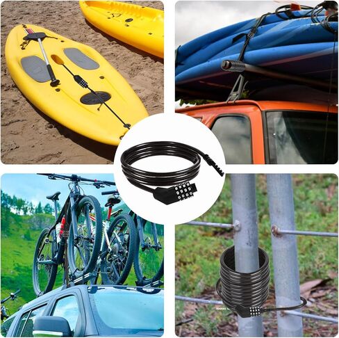 قفل كابل، قفل كابل دراجة مكون من 4 أرقام قابل لإعادة الضبط، 6 أقدام مضاد للسرقة ومقاوم للطقس أقفال كابل مستقيمة لقوارب الكاياك والزورق والقوارب البخارية والسكوتر والدراجات والمعدات الخارجية والتخييم in Kuwait