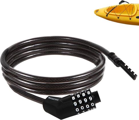 قفل كابل، قفل كابل دراجة مكون من 4 أرقام قابل لإعادة الضبط، 6 أقدام مضاد للسرقة ومقاوم للطقس أقفال كابل مستقيمة لقوارب الكاياك والزورق والقوارب البخارية والسكوتر والدراجات والمعدات الخارجية والتخييم in Kuwait