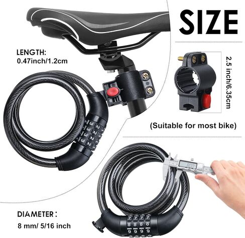 8 Pcs Bicycle Cable Locks High Security 4 Digit Bike Lock Cable with Mounting Bracket 4 Feet Resettable Coiling Bike Rack Lock Heavy Duty Anti Theft Cable Locks with Combination, 1/2 Inch Diameter in Saudi Arabia