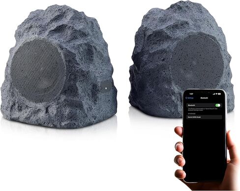 Gemini Sound GHRK-400-PR Wireless Outdoor Rock Speakers - Bluetooth 5.0, Waterproof IPX5, TWS Stereo Pairing, Portable for Garden & Patio, 10Hr Battery in Kuwait