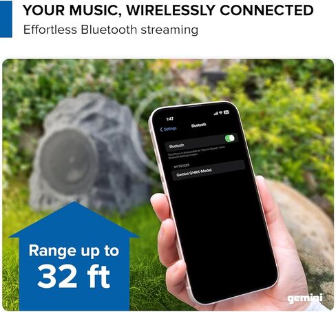Gemini Sound GHRK-400-PR Wireless Outdoor Rock Speakers - Bluetooth 5.0, Waterproof IPX5, TWS Stereo Pairing, Portable for Garden & Patio, 10Hr Battery in Kuwait