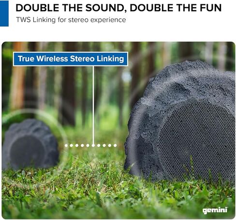 Gemini Sound GHRK-400-PR Wireless Outdoor Rock Speakers - Bluetooth 5.0, Waterproof IPX5, TWS Stereo Pairing, Portable for Garden & Patio, 10Hr Battery in Kuwait