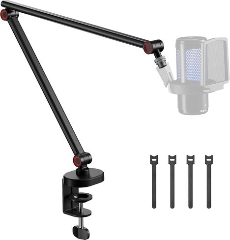 ذراع ميكروفون مع إضاءة RGB، حامل ذراع ميكروفون من الألومنيوم، حامل ذراع ميكروفون قابل للتعديل لـ Blue Yeti HyperX QuadCast SoloCast Shure SM7B MV7 Fifine K669B AM8 وغيرها من الميكروفونات in Kuwait