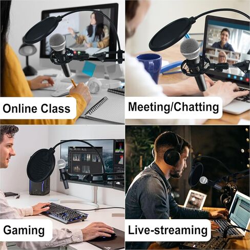 حامل ميكروفون لجهاز Blue Yeti، ذراع ميكروفون لتعليق ذراع الميكروفون لـ HyperX QuadCast مع فلتر بوب كبير جدًا ومشبكين ميكروفون للغناء والبودكاست والبث والألعاب والمكتب المنزلي in Kuwait