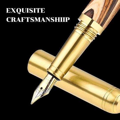 Vintage Wooden Fountain Pens, Brass Wood Fountain Pen 0.5mm Fine Point Pen Fancy Pens Smooth Writing Compatible with 2.6 mm Ink Cartridges for Journaling Office School Supplies (B) in Saudi Arabia