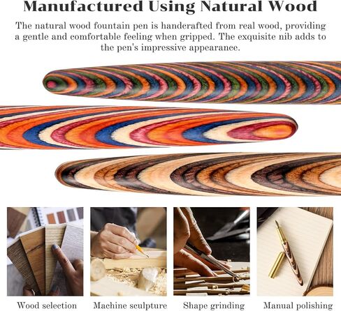 Vintage Wooden Fountain Pens, Brass Wood Fountain Pen 0.5mm Fine Point Pen Fancy Pens Smooth Writing Compatible with 2.6 mm Ink Cartridges for Journaling Office School Supplies (B) in Saudi Arabia