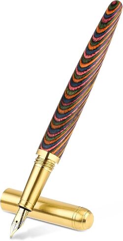 Vintage Wooden Fountain Pens, Brass Wood Fountain Pen 0.5mm Fine Point Pen Fancy Pens Smooth Writing Compatible with 2.6 mm Ink Cartridges for Journaling Office School Supplies (B) in Saudi Arabia