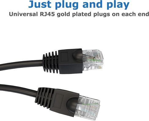 66 ft (20m) CAT5e Cable, Outdoor External Ethernet Cable, 100% Solid Copper, Network Cable, LAN, Router, WiFi 6, CCTV, 1000mb (Gigabit), RJ45 Plugs in Saudi Arabia