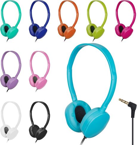 20 Pack Headphones Bulk Adjustable Classroom Headphones Library on Ear Headphones Wholesale School Headphones with Wire 3.5 mm Plug for Student, Kids, Adults(Black) in Saudi Arabia