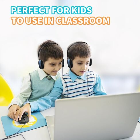 20 Pack Headphones Bulk Adjustable Classroom Headphones Library on Ear Headphones Wholesale School Headphones with Wire 3.5 mm Plug for Student, Kids, Adults(Black) in Saudi Arabia