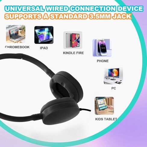 20 Pack Headphones Bulk Adjustable Classroom Headphones Library on Ear Headphones Wholesale School Headphones with Wire 3.5 mm Plug for Student, Kids, Adults(Black) in Saudi Arabia