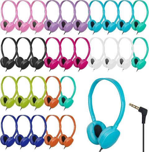 30 Pack Bulk Headphones Multi Color for Classroom School,Wholesale Durable Earphones Class Set for Students Teens Children and Adult in Saudi Arabia