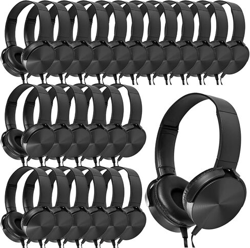 Classroom Headphones Bulk 10 Pack,Students On Ear Headsets,Comfy Swivel Earphones for Computer,School,Library,Airplane,for Online Learning and Travel,Premium Stereo Sound 3.5mm Jack (Black) in Saudi Arabia