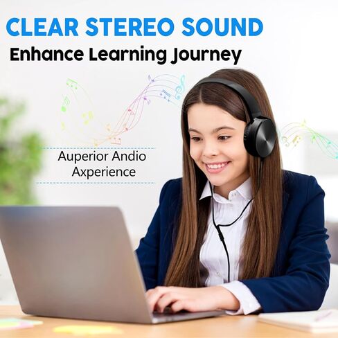 Classroom Headphones Bulk 10 Pack,Students On Ear Headsets,Comfy Swivel Earphones for Computer,School,Library,Airplane,for Online Learning and Travel,Premium Stereo Sound 3.5mm Jack (Black) in Saudi Arabia