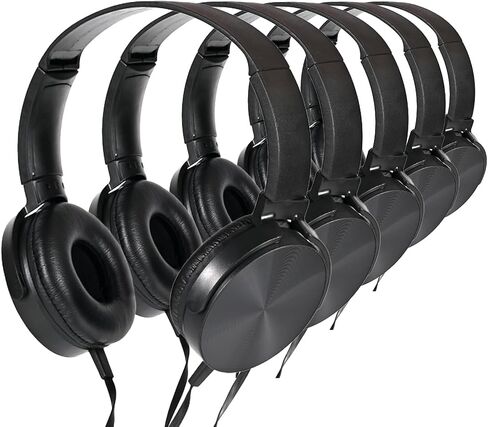 Classroom Headphones Bulk 10 Pack,Students On Ear Headsets,Comfy Swivel Earphones for Computer,School,Library,Airplane,for Online Learning and Travel,Premium Stereo Sound 3.5mm Jack (Black) in Saudi Arabia
