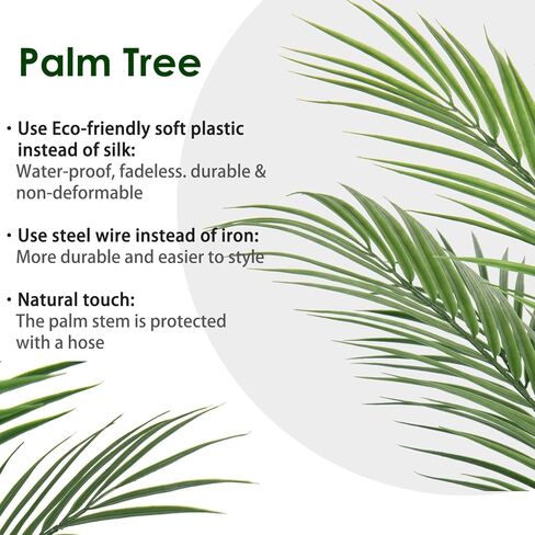 نبات نخيل الأريكا الاصطناعي بأوراق بلاستيكية نابضة بالحياة بطول 2.5 قدم، شجرة نخيل استوائية طويلة القامة مع 13 صندوقًا، شجرة صناعية للأماكن الداخلية والخارجية، نباتات كبيرة في وعاء لديكور المنزل والمكتب (مجموعة من 2) in Kuwait