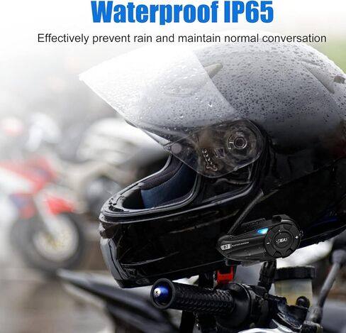 خوذة دراجة نارية Q2 بلوتوث إنترفون، سماعة رأس بلوتوث 5.1 للدراجات النارية مع تأثير صوت ستيريو ووظيفة الاقتران السريع لراكبين يتحدثان في نفس الوقت في غضون 800 متر (عبوة واحدة) in Kuwait