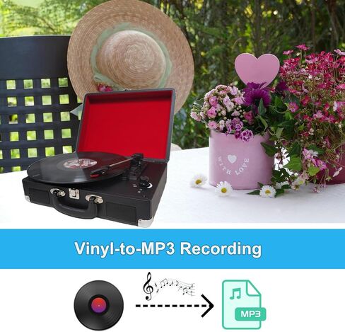 مشغل تسجيل بلوتوث، قرص دوار 3 سرعات مع مكبرات صوت مدمجة، يدعم إدخال وإخراج البلوتوث، تشغيل وتسجيل USB/SD، راديو FM، مخرج خط، مدخل AUX، مقبس سماعة الأذن in Kuwait