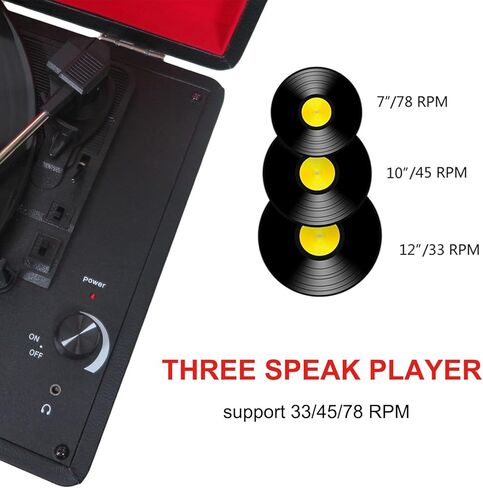 مشغل تسجيل بلوتوث، قرص دوار 3 سرعات مع مكبرات صوت مدمجة، يدعم إدخال وإخراج البلوتوث، تشغيل وتسجيل USB/SD، راديو FM، مخرج خط، مدخل AUX، مقبس سماعة الأذن in Kuwait