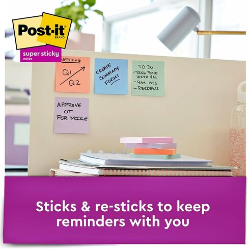 ورق ملاحظات معاد تدويره فائق الالتصاق من Post-it، 3x3 بوصة، 24 وسادة، 2x قوة الالتصاق، مجموعة Wanderlust، ألوان باستيل، ورق معاد تدويره بنسبة 30% (654-24NH-CP) in Saudi Arabia