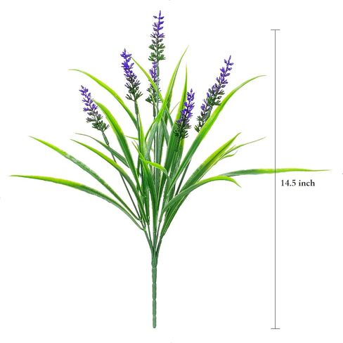10 Bundles Artificial Monkey Grass Outdoor Fake Flowers UV Resistant Lavender Plastic Plants Outside Hanging Planter Home Garden Décor (10, Autumn Orange) in Saudi Arabia