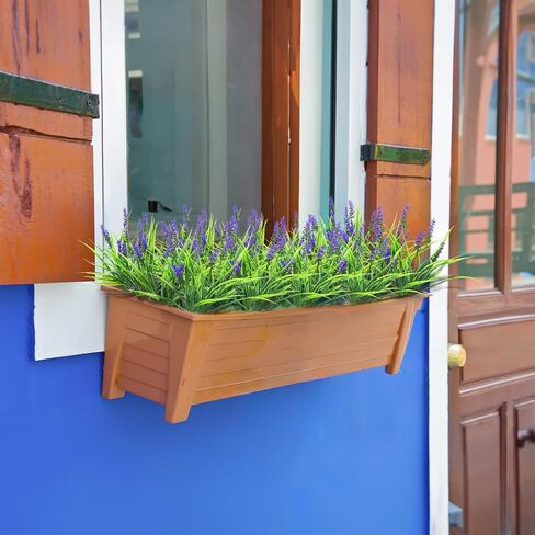 10 Bundles Artificial Monkey Grass Outdoor Fake Flowers UV Resistant Lavender Plastic Plants Outside Hanging Planter Home Garden Décor (10, Autumn Orange) in Saudi Arabia