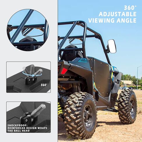 مرآة الرؤية الخلفية UTV، بديلة لـ 2017-2023 Polaris Ranger 500 570 900 XP 1000 XP & Crew، مع علامة تبويب تثبيت منسدلة من المصنع وتجاوز حزام الأمان، الجزء # 2879969 in Kuwait