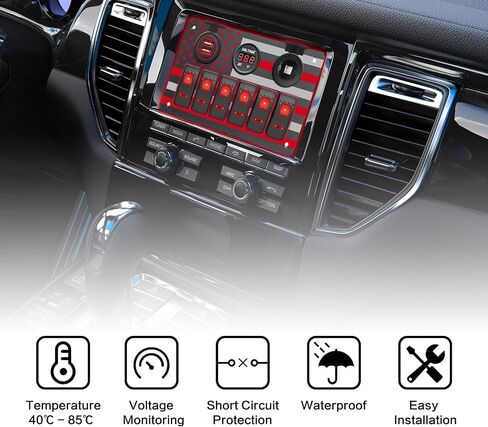 6 Gang Rocker Switch Panel with American Flag Pattern Waterproof Marine Aluminum Switch Panel with 5 Pin ON/Off Toggle Switch+5V/4.8A Dual USB Charger+Digital Voltmeter+Power Socket(Blue LED) in Saudi Arabia