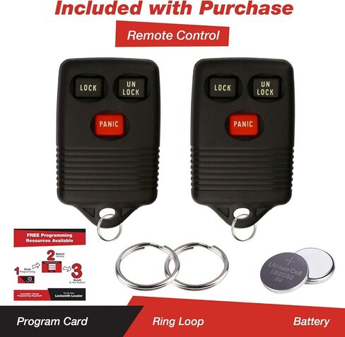 KeylessOption Key Fob Replacement for 1993 1994 1995 1996 1997 1998 Ford Lincoln Mercury Keyless Entry Remote Car Control, 3-Button GQ43VT4T - 2 Pack in Kuwait