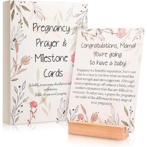 20 Pcs Pregnancy Prayer Cards, Pregnancy Must Haves for First Time Mom Gifts, 42 Weekly Prayer & Pregnancy Milestone Cards for Expecting Mother, Best Gifts for Expectant Moms