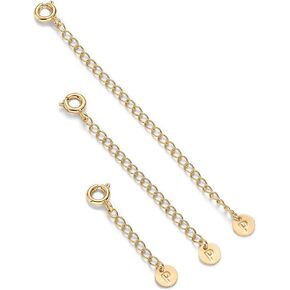 PAVOI 14K Gold Plated Necklace Chain Extenders Pack for Women - Set of Three Gold Necklace Extenders Bracelet Extension with Spring Ring Clasp - 1, 2, 3 Inch