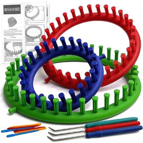 UCDRMA Knitting Looms for Beginners, Crochet Loom Knitting Kit with Step-by-Step Instructions, Cost-Effective 3 Size Round Knitting Loom, Easy & Quick Hat Knitting Loom Set/Scarf Loom Knitting Set
