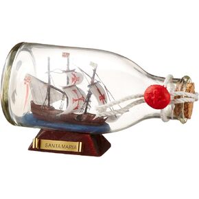 Hampton Nautical Santa Maria Ship in a Glass Bottle, 5", Brown