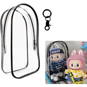Protective Cover for LABUBU Plush Figure Doll, Plastic Protective Cover for LABUBU The Monsters Figure Keychain, Storage Transparent PVC Keychain Model Walking Display Bag for Fan Collection