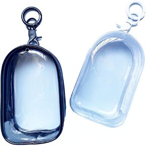 Clear Figure Display Bag with Keychain,Clear Keychain Pouch for Doll,3.93"x2.36"x1.37" Carrying Zipper Case Dustproof