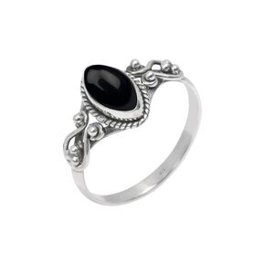 خاتم الحجر الأسود Onyx ، 925 خاتم الفضة الاسترليني للنساء ، خاتم الخاتم اليدوي للأحجار الكريمة لعيد ميلاد هدية عيد الميلاد لحجمها لنا 7
