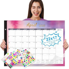 Gannyfer Desk Calendar 2025-2026 ، تقويم كبير 22 "x17" الشهري ، مارس 2025 - أغسطس 2026 ، 18 شهرًا تقويم سطح المكتب مع غطاء من البلاستيك ، واقيات الزاوية ، ورقائق سميكة ، منظمين للعائلة ، المكتب ، والمدرسة (6 ملصقات مضحكة)