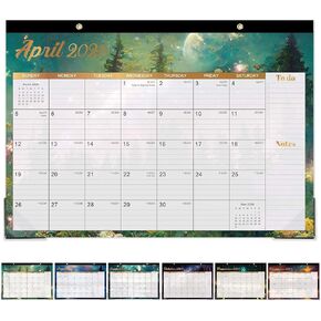 2025-2026 Desk Calendar - 18 Month Desk Calendar 2025-2026, Jul.2025 - Dec.2026, 17" x 12", Desk/Wall Calendar 2-in-1 with Notes, Corner Protector, Ruled Blocks - Mysterious forest