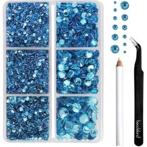 BEADSLAND Hotfix Rhinestones, 4000 PCS Light Red Rhinestones for Clothes Crafts Mixed 6 Sizes with Wax Pencil and Tweezers Kit, SS6-SS30, Light Siam
