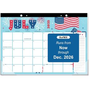 SUNEE Desk Calendar 2025-2026 17x12, 18 Months, JUL. 2025 - DEC. 2026, Academic Calendar 2025-2026, School Year Large Desktop Calendar Monthly for Teacher, Cute with Note