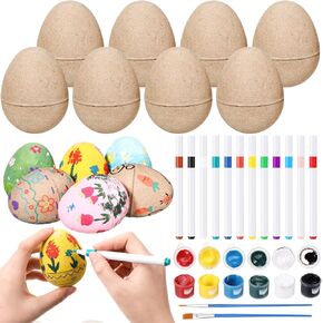 Halloscume 12 set paper mache easter eggs kit 3 ins paint your your your bash with loted lesss and brush diy craft supplies for easter day party decoration