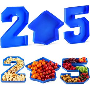 3 PCS 13.7 "خطاب تعبئة التخرج ، صواني رقم بلاستيكية للطعام 2025،2025 رقم charcuterie ، خطاب تعبئة خريجي لفئة 2025 تهانينا لوازم الحزب (الوردي الفاتح)