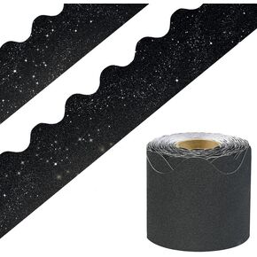 DMJUNCONG 68.9 Feet Purple Glitter Bulletin Board Border Scalloped Bulletin Board Trim for Classroom Decoration,Bedroom Wall Decoration,Home Decoration,Birthday Party Decorations