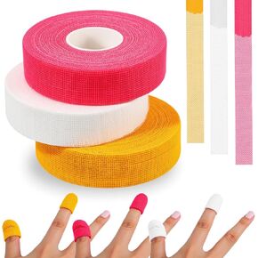 Threlaco 3 Pack Thimble Tape for Hand Sewing Nail Finger Protector Knitting Craft Accessories DIY Sewing Tools for Hand Sewing Quilting(Yellow White Rose Red)