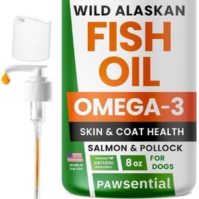 Omega 3 Fish Oil for Dogs & Cats - Made with Wild Alaskan Salmon Oil; Liquid Fish Oil Supplement for Pets with Omega 3 EPA+DHA Fatty Acids; Real Ingredients, Real Taste — Trusted by Vets!