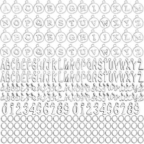 LEOBRO Letter Charms, 376 Pcs Gold Charms for Jewelry Making, Bracelet Charms, Necklace Charms, 6 Sets Gold Letter Charms with Number Charms and Jump Rings for Jewelry Making, Gold in Kuwait